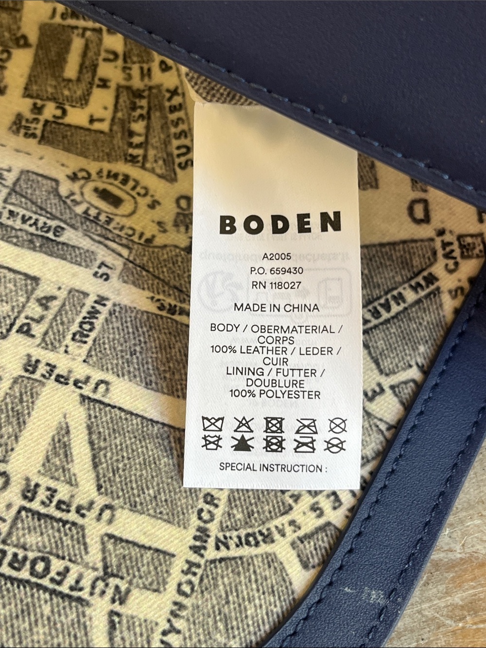 💙 Boden Iris Leather Mini Satchel Blue Crossbody Shoulder Bag - Picture 8 of 11